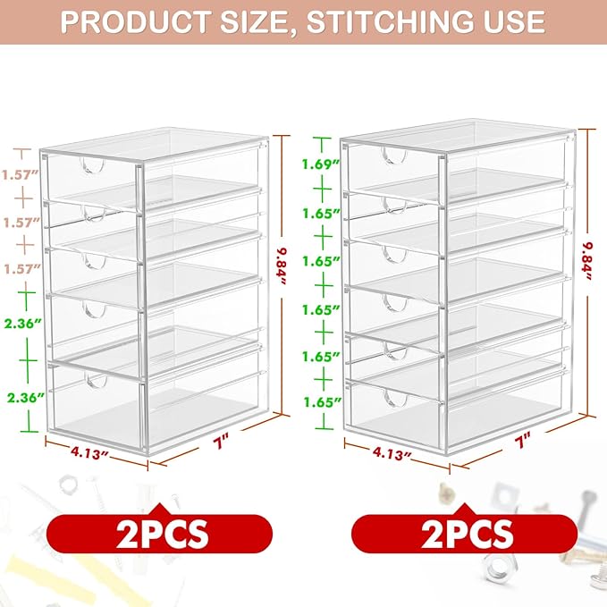 Desk Organizers And Accessories With 22 Drawers, 4 Pack Office Desktop Drawers, Plastic Makeup Organizer Containers Bins With Drawers Desk Organization, Bathroom Organizers Storage Case Box Cube