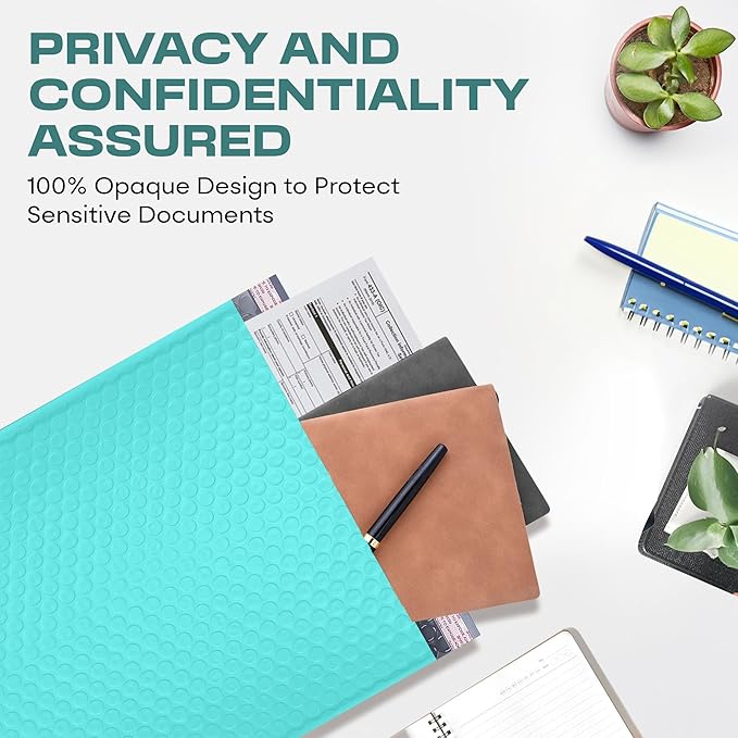 Teal Small Poly Bubble Mailers 6x10 inch #0 | Self Seal Padded Envelopes | Cushioned Bubble Mailer | Usable Size 6x9 | WaterProof | Lightweight mailing Shipping Bags | 250 Pack Bulk