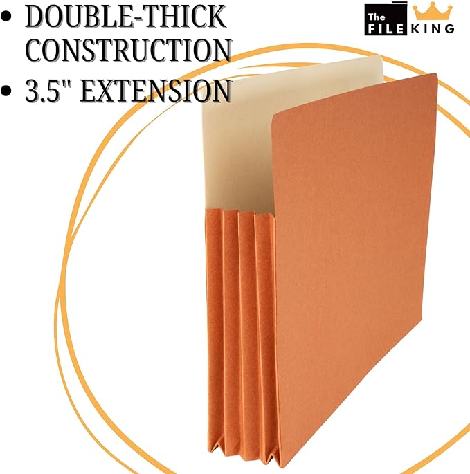 The File King Expanding Accordion File Folder - Legal Size | 3.5" Expansion - Carton of 50 | Store and Organize Papers | Keep Records in One Place | Save Time Searching