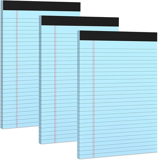 3 Pack Blue Legal Pads 8.5 x 11 Note Pads, Wide Ruled Notepads 8.5 x 11 Lined Paper Wide Ruled Writing Pads, 30 Sheets Per Note Pad, Micro Perforated Colored Legal Pads 8.5 x 11 for Work/School/Office