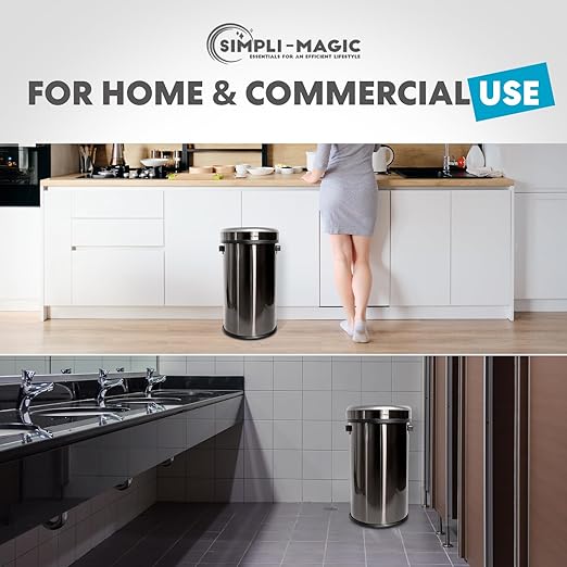 65 Liter / 17 Gallon Open Top Trash Can, Elegant Black Finish