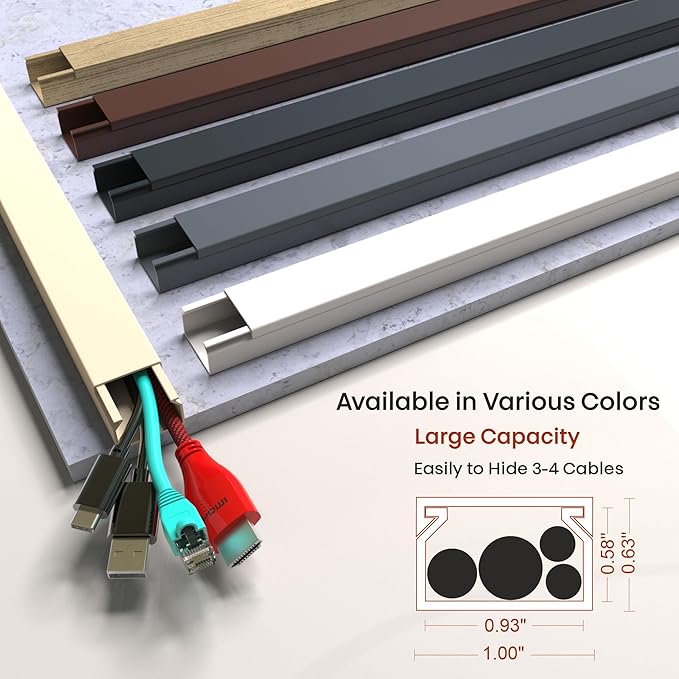 Beige Wire Cover Cable Concealer - 315in Cord Hider Wall Kit, Cord Covers for Wall Mounted TV, Wire Cover for Cords, Cord Concealer Hide Cords, Large Cable Raceway, Cable Cover Wall, Wire Management