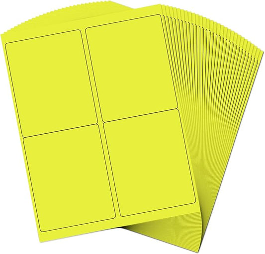JAM PAPER Shipping Address Labels - 4 x 5 - Quarter Page/Extra Large - Neon Yellow - 120/Pack