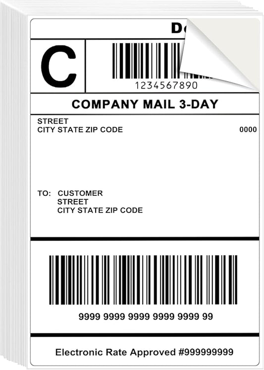 L LIKED 50 Pre-Cut 4x6 Shipping Labels for Laser & Inkjet Printers, Single Sheet, Self Adhesive Address Mailing Postage Shipping Labels (50 Sheets)