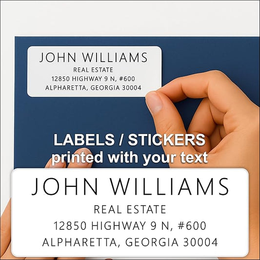White Address Labels for Business - Personalized Return Address Labels, Custom Mailing Labels, Shipping Stickers for Envelopes and Packages (Sans Serif Font)