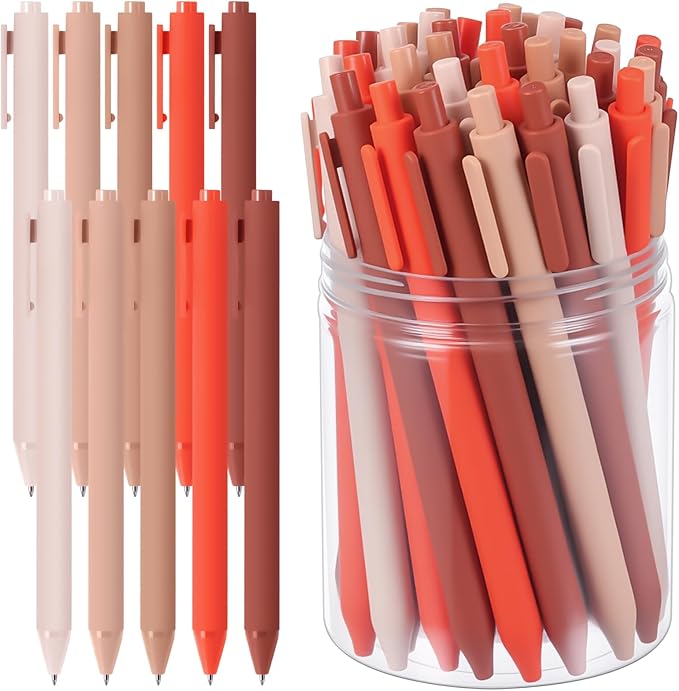 Crtiin 50 Pcs Gel Ink Pens Bulk, Black Ink 0.5mm Fine Point Retractable Pen Smooth Writing Office School Supplies for Teacher Server Operation Christmas Charity Donation Thanksgiving (Orange Series)