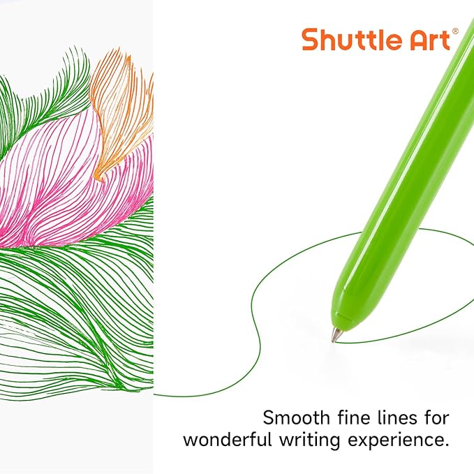 Shuttle Art Colored Retractable Gel Pens, 24 Bright Ink Colors, Cute Pens 0.7mm Fine Point Quick Drying for Writing Drawing Journaling Note Taking School Office Home