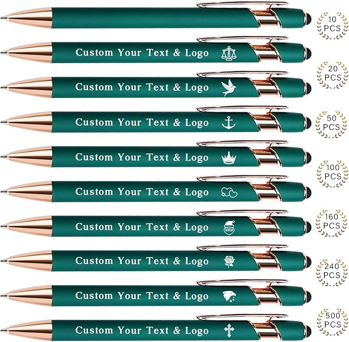 Custom Pens Personalized Bulk with Multiple Colors,Double-Sided Customized Pens with Text,Logo & Stylus,Fine Point Smooth Writing Engraved Mental,Ideal for Business Promotions,Students,Christian