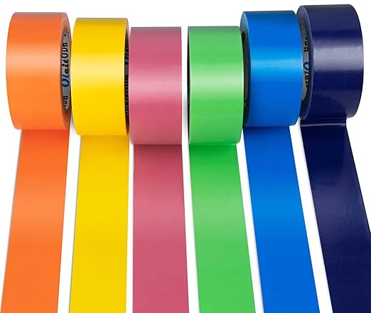 6 Pack Rainbow Colored Duct Tape Bulk, 2 Inch x 180 Yards Heavy Duty Color Duct Tape Rolls, No Residue,Waterproof & Tear by Hand,Great for Packaging, Arts & Crafts and DIY Projects