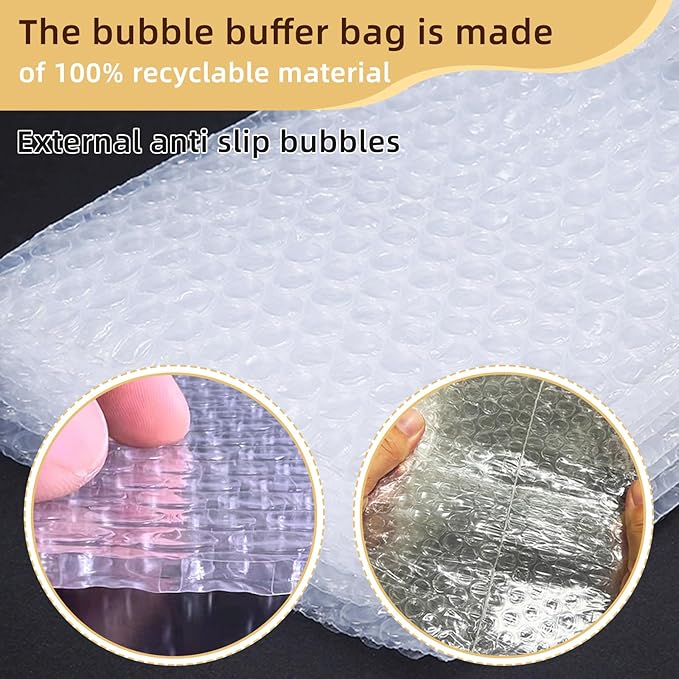 100pcs Bubble Pouches Wrap, 6'' x10'' Clear Bubble Pouch Bags for Fragile, Double Walled Moving Supplies Bubble Out Bags for Storage Wrapping, Dishes China Plates, Shipping and Packing