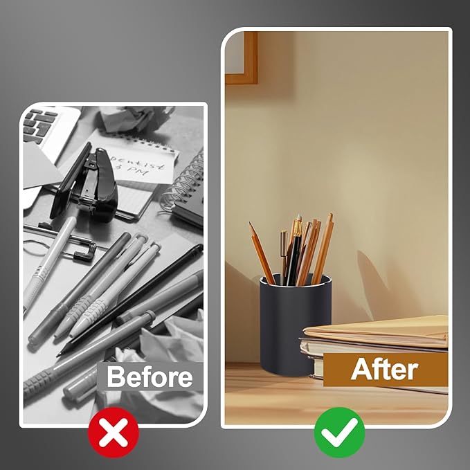 Metal Pen Holder Aluminum Pencil Holder Desktop Organizer Black for Office, School, Home 3.15 x 3.15 x 3.94 Inches-Black