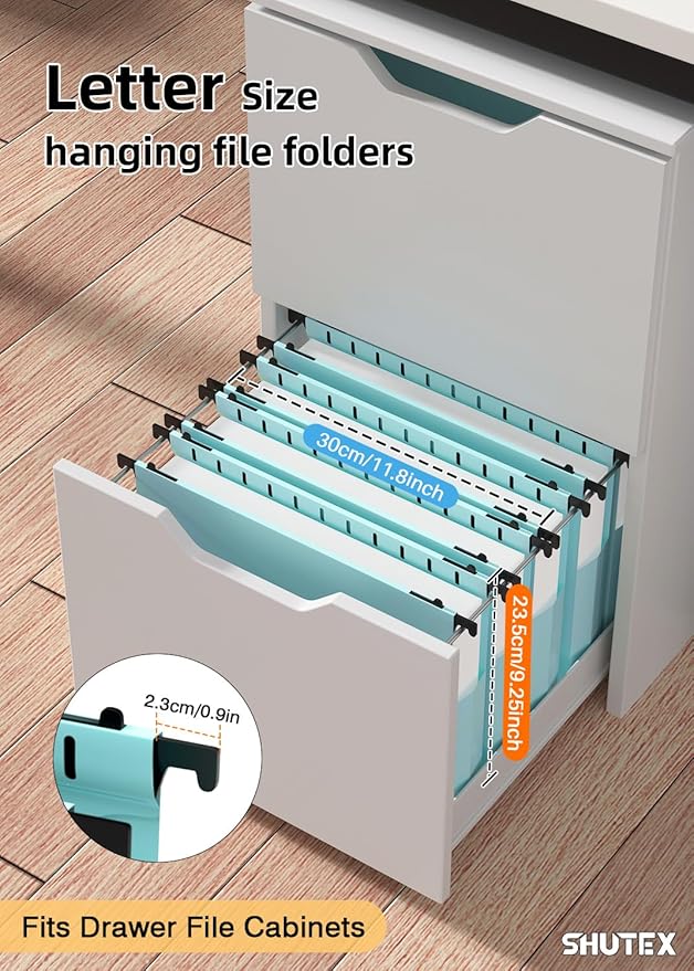 Extra Capacity Plastic Hanging File Folders, 12 Pack Reinforced Hang Folder, Heavy Duty 2 Inch Expansion, Filing Cabinet Folders Letter Size for Bulk Files/Medical Charts(Haze Blue)