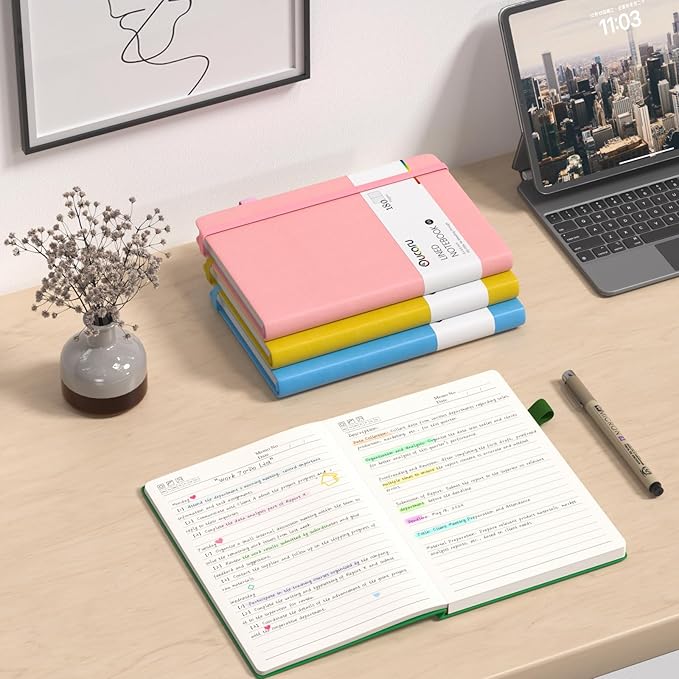 Oucaru Lined Journal Notebook, 8 Pack, 180 Pages, A5 Journals for Writing, 100 GSM Thick Paper, Small Notebooks Daily Journal for Women Men Work, Business, School, Travel Supplies