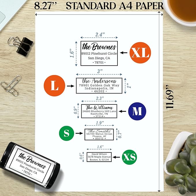 Custom Address Stamp - Personalized Self-Inking Address Return Stamp - Custom Rubber Stamper for Couples Families Office - 5 Sizes - 5 Ink Color Options