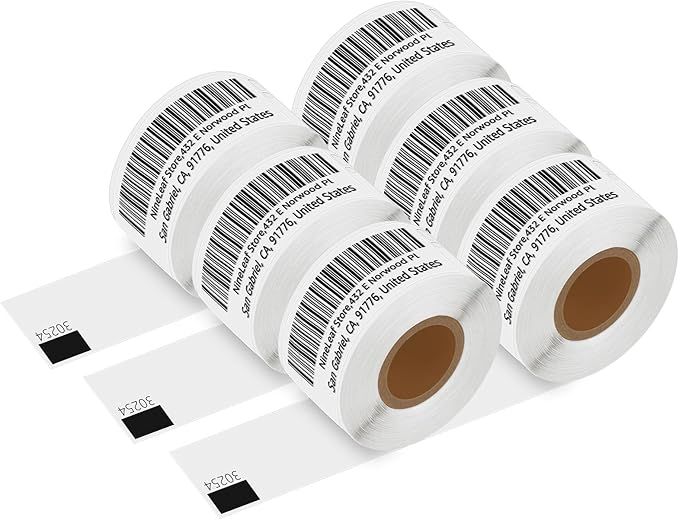 NineLeaf 6 Roll (780 Labels) Compatible for Dymo 30254 (1-1/8" x 3-1/2") Clear Address Mailing Barcode Shipping Labels for Labelwriter 450 4XL Zebra Desktop Printers [NOT FIT 550 & 5XL]