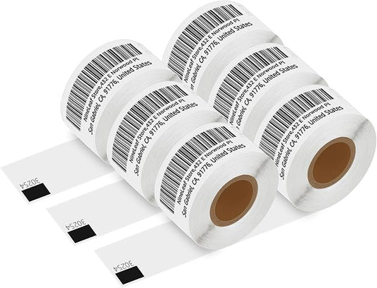 NineLeaf 6 Roll (780 Labels) Compatible for Dymo 30254 (1-1/8" x 3-1/2") Clear Address Mailing Barcode Shipping Labels for Labelwriter 450 4XL Zebra Desktop Printers [NOT FIT 550 & 5XL]