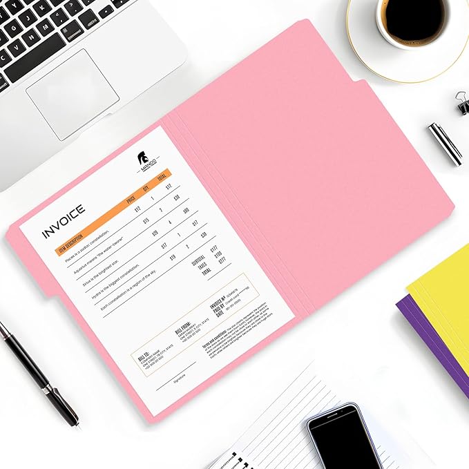 SUNEE File Folders, 18 Pack Manilla Folders 8.5 x 11, Colored Folder Office Organization Home School Folders for Documents Files Paper,6 Assorted Colors