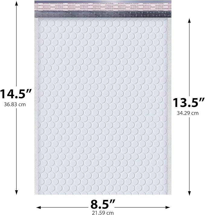 White Poly Bubble Mailers 8.5x14.5 inch #3 | Self Seal Padded Envelopes | Cushioned Bubble Mailer | Usable Size 8.5x13.5 | WaterProof | Lightweight mailing Shipping Bags | 200 Pack Bulk | Made in USA