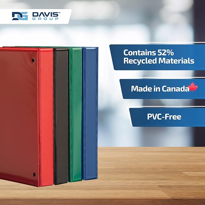 Easyview Premium 2-Inch Binders with Clear-View Covers, 3-Ring Binders for School, Office, or Home, Colored Binder Notebooks, Pack of 4, Round Ring, Classic Colors