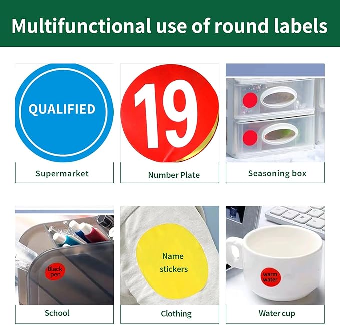 1.5 Inch Colored Round Labels Printable, 1.5" Color Coding Labels for Printer,1.5 Colorful Custom Round Stickers,4 Colors Assorted(Red,Yellow,Blue,Green),400 Neon Circle Labels in Total