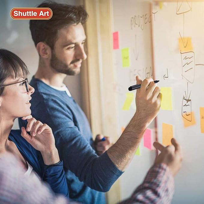 Shuttle Art Dry Erase Markers, 15 Pack Black Magnetic Whiteboard Markers with Erase,Fine Point Dry Erase Markers Perfect For Writing on Whiteboards, Dry-Erase Boards,Mirrors for School Office