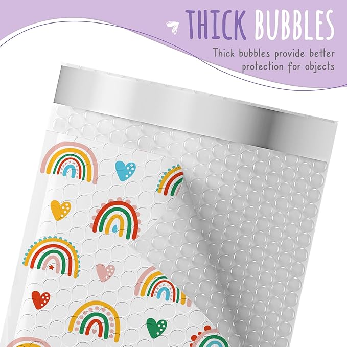 Metronic Bubble Mailers 6x10" 50 Pack Usable Size 6x9,Waterproof Mailing Padded Envelopes for Small Business,Cushioning Bubble Wrap Mailer Bags,Shipping Envelopes for Gift,Small Items Rainbow