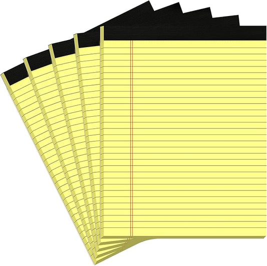 Legal Pads 8.5 x 11 Yellow Note Pads 8.5 x 11.75 Wide Ruled Writing Pads Lined Notepad for Home, School, Office Use, 80gsm Perforated Paper - Sturdy Cardboard Backing Support, 5 Pack (30 Sheets/Pad)