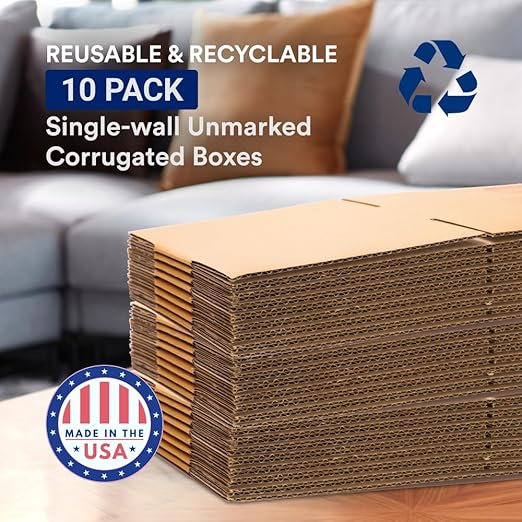 BOX USA Moving Boxes Large 23"L x 17"W x 12"H 10-Pack - Corrugated Cardboard Box for Shipping, Mailing, Packing, Packaging and Storage