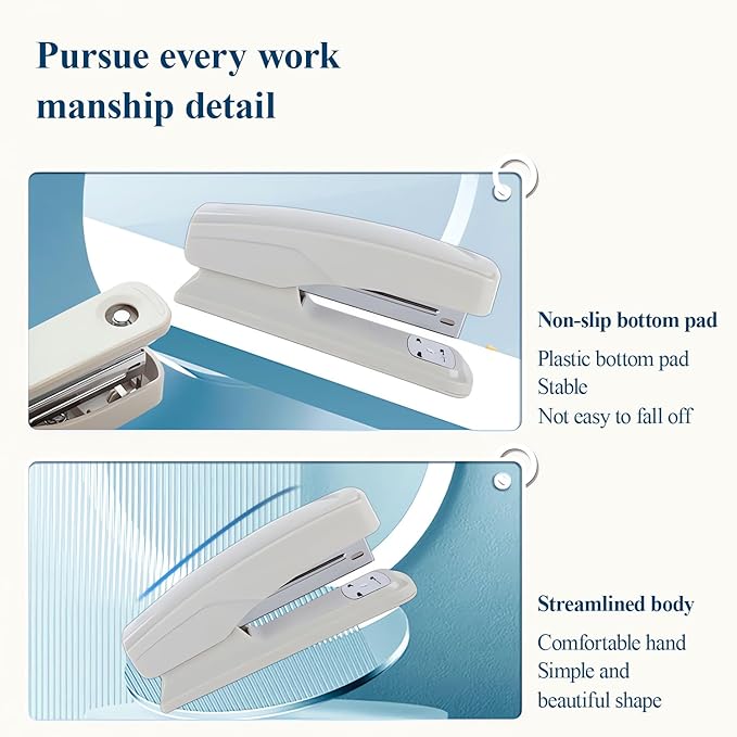 M&G Desktop Stapler with 25 Sheet Capacity, Two Binding Modes, Basic Stapler Set with 1000 Staples and Remover, Durable Staplers for Office School Home (Grey)