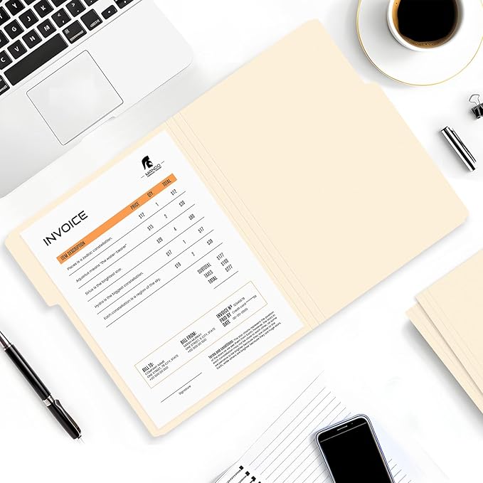 SUNEE File Folders, 120 Pack Manilla Folders 8.5 x 11, 1/3 Cut Tab for Easy Labeling and Organization, Durable Standard Paper for Home, Office, School Filing