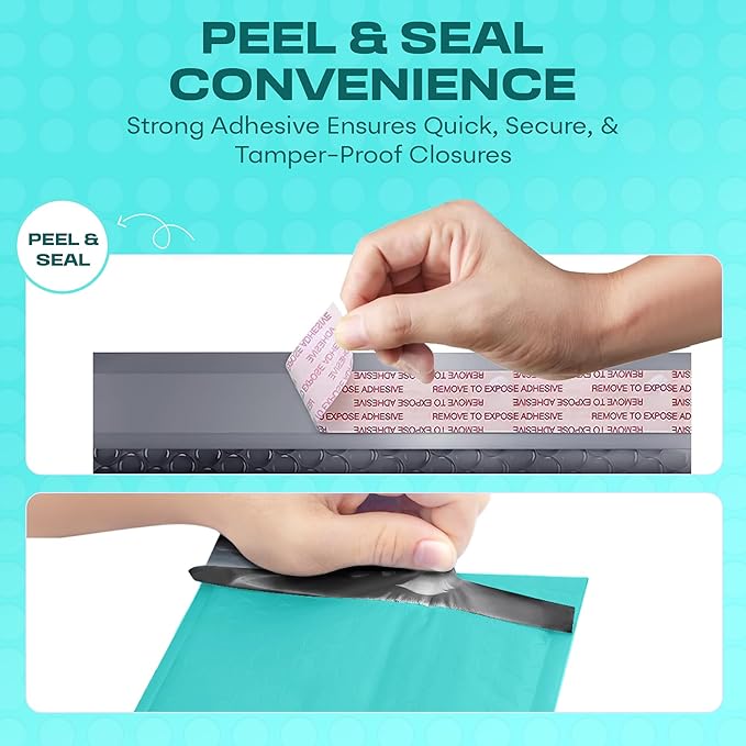 Teal Small Poly Bubble Mailers 6x10 inch #0 | Self Seal Padded Envelopes | Cushioned Bubble Mailer | Usable Size 6x9 | WaterProof | Lightweight mailing Shipping Bags | 250 Pack Bulk