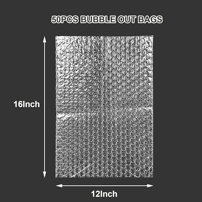 50Pcs Bubble Pouche Wrap, 12”x16” Bubble Bags for Shopping, Double Wall Bubble Cushioning Wrap Bags for Mailing Packing, Moving and Storage Fragile China Dishes Electronic Item