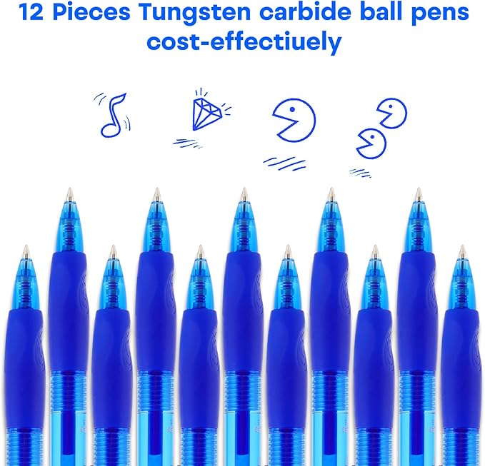 USUAL Retractable Erasable Pens 12 Colored Erasable Gel Pen 0.5mm Erasable Gel Pens Black Make Mistakes Disappear Smooth Writing Pen Office Back-to-School Supplies (Blue)