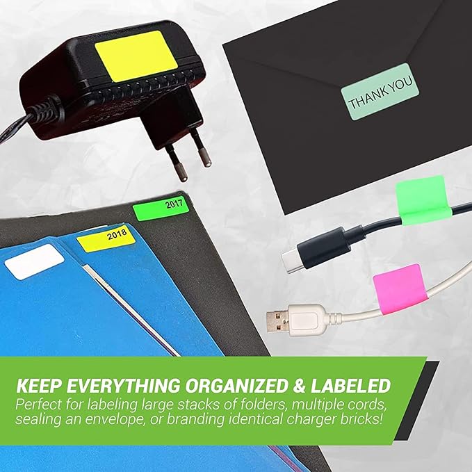 Small Rectangular Label Stickers 1.57 inch x 0.75 inch - 2160 Pack, Black Color-Coding Labels (40mm x 19mm)