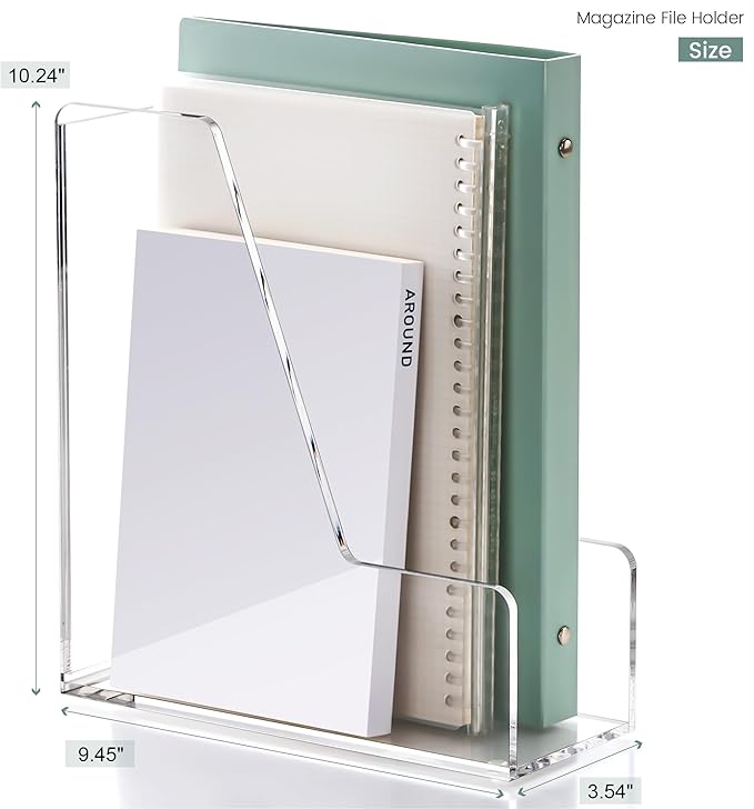 YUXUN Acrylic Magazine File Holder,Clear Desk Organizer File Holder Stand for File/Magazine/Binders/Notebook/Envelopes,Multi-purpose Coloring Comic Book Storage for Home/Office/Classroom Organization