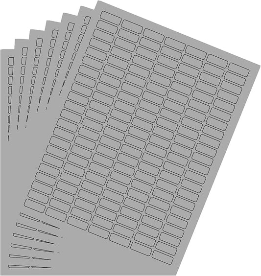 Small Sticky Labels Printable Stickers for Injket Printers in Gray - 1078 Pack, Small Matte Labels 1 inch x 0.375 inch for Laser Printers with Template Included