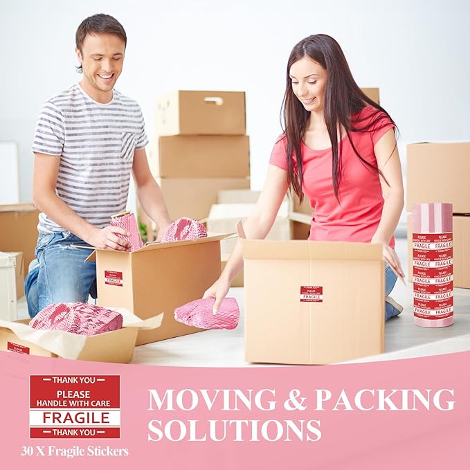 Honeycomb Packing Paper, 12" x 200' Packing Paper Substitute Alternative for Bubble Cushioning Wrap for Moving Shipping Packaging, Recyclable Moving Supplies Bubble Packing Wrap Roll-Pink