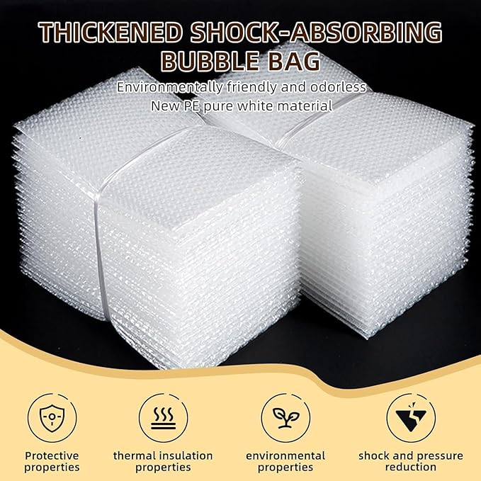 50Pcs Bubble Pouche Wrap, 8”x12” Bubble Bags for Shopping, Double Wall Bubble Cushioning Wrap Bags for Mailing Packing, Moving and Storage Fragile China Dishes Electronic Item