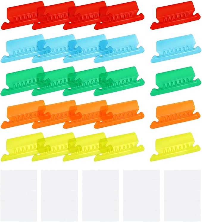 uxcell Hanging File Folder Tabs, 2 Inch Insertable Tabs and Inserts Plastic Clear File Organizer Labels Filing for Folder Quick Identification, 5 Color, 150 Pcs