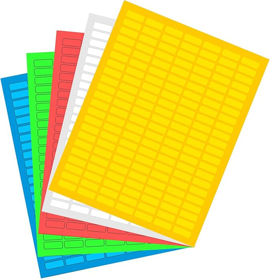 Small White Rectangular Labels + Color Printable Labels - 1540 Value Pack - Coding Labels Produce Excellent Results with Standard Laser Printer-Template Included