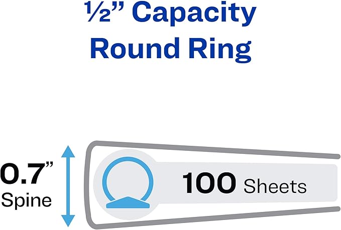 Avery Economy View 3 Ring Binders, 0.5" Round Rings, 100-Sheet Capacity, Black, (17701) (Pack of 12)