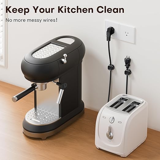 6Pack Cord Organizer, [1s Lock Dual Spring] Adhesive Cable Clips - OMOTON Cable Holder Wire Clips, Under Desk Cable Management, Phone Charger Cord Holder for Nightstand, Office Accessories