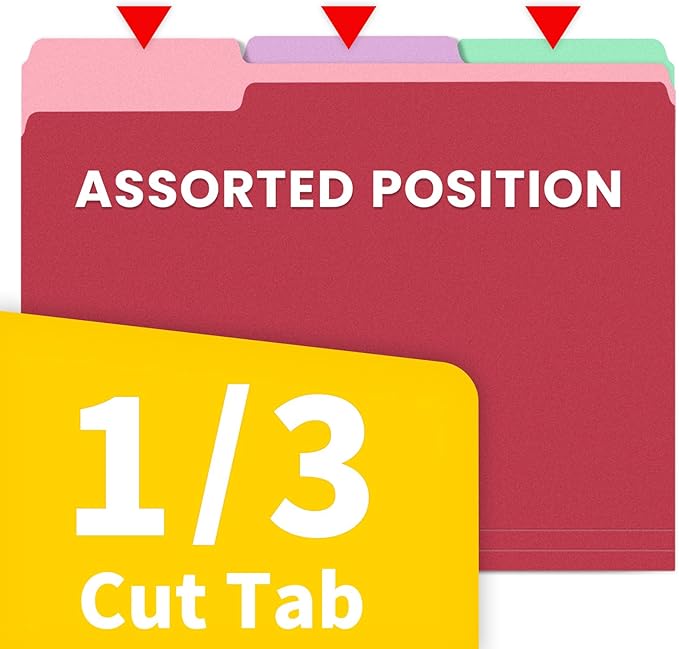 SUNEE File Folders, 18 Pack Manilla Folders 8.5 x 11, Colored Folder Office Organization Home School Folders for Documents Files Paper,6 Assorted Colors