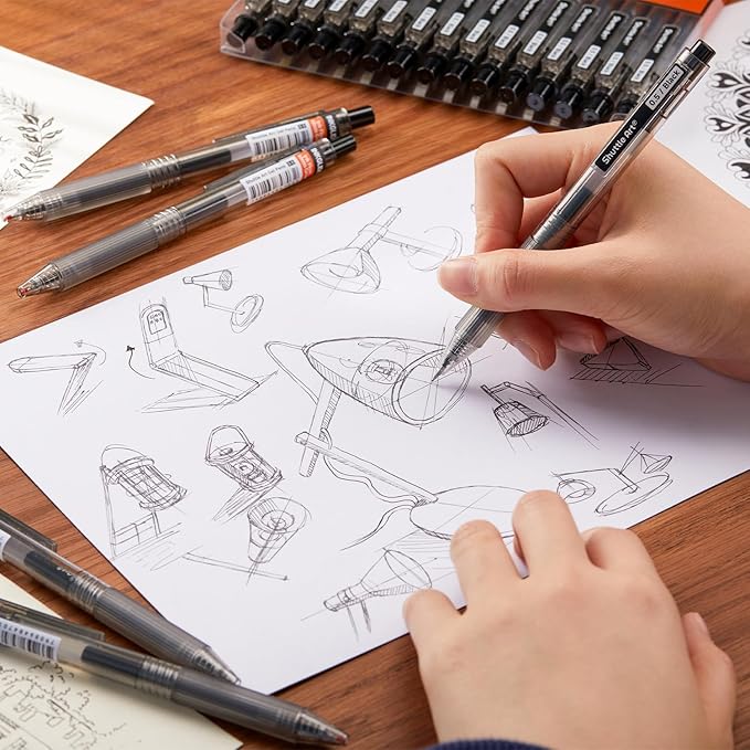 Shuttle Art Black Gel Pens, Ink Glide Series 90 Pack Retractable 0.5mm Fine Point Rollerball Gel Ink Pens Bulk Set Quick Drying Smooth Writing with Grip for Journaling Note Taking Office School Home