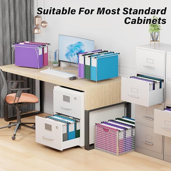 Plastic Hanging File Folders Letter Size,Heavy Duty 3 Inch Expansion Folder,6 Pack Reinforced Expanding File Folder,Extra Capacity Accordian Pocket,Colored Hanging Folder Organizer for Home Office