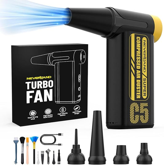 NEVERLAND Compressed Air Duster - 240000RPM Electric Duster, 8-Gear Rechargeable Air Blower, Replace Canned Air, Cordless Mini Turbo Fan Jet Blower for Computer, Keyboard, Home, Car Cleaning & Outdoor