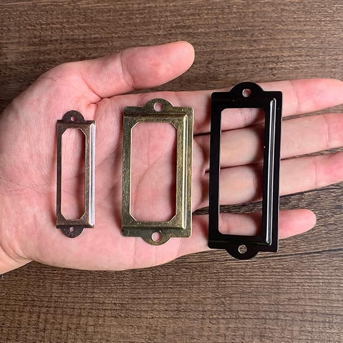 [24 Pack] Black Office Library File Drawer Cabinet Card Tag Label Holder Metal Frame 83mm x 30mm