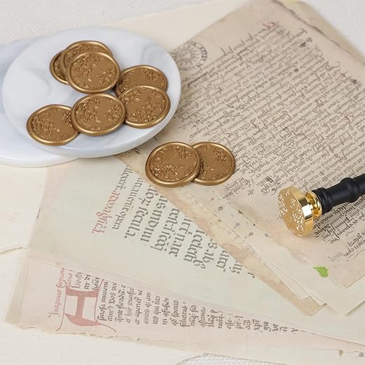 UNIQOOO Begonia Flowers Wax Seal Stamp - Floral Wax Seal Stamp Botanical Theme Vintage Brass Stamp Head with Wood Handle for Wedding Invitation Gift Wrap Envelopes Christmas Card