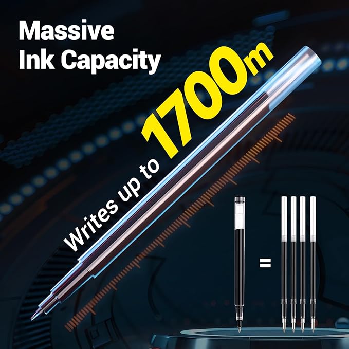 WRITECH Gel Pens Fine Point: 0.5mm Retractable Black Ink Pen 10ct Quick Dry No Smear Smooth Writing Ultra Long-lasting Ink for Journaling Mecha Up-Gel