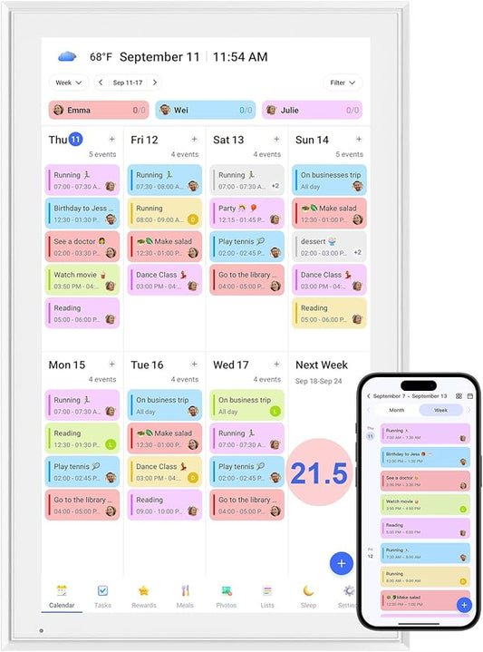 Digital Calendar, 21.5 Inch Smart Wall Calendar & 2026 Planner & Chore Chart, Gifts for Women Men, Christmas Gifts for Mom Dad, Touchscreen Interactive Display, Wall Mount